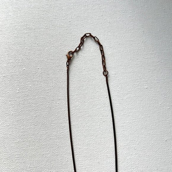 Vintage Brass Triple Hoop Teardrop Stone Necklace - Picture 5 of 6